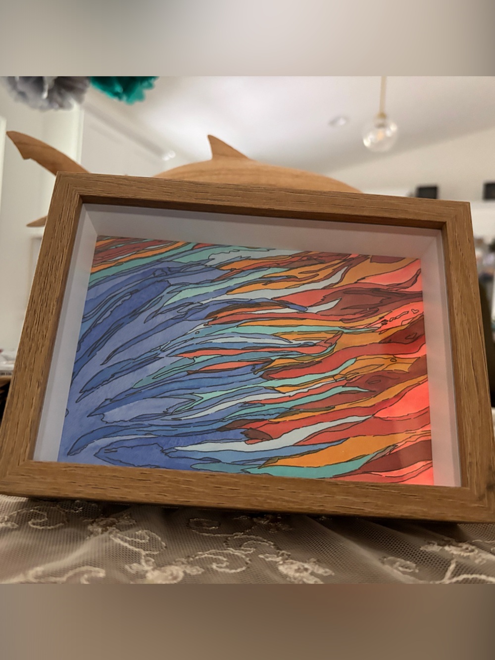 Abstract Multicolor Framed Art - Blue & Orange
